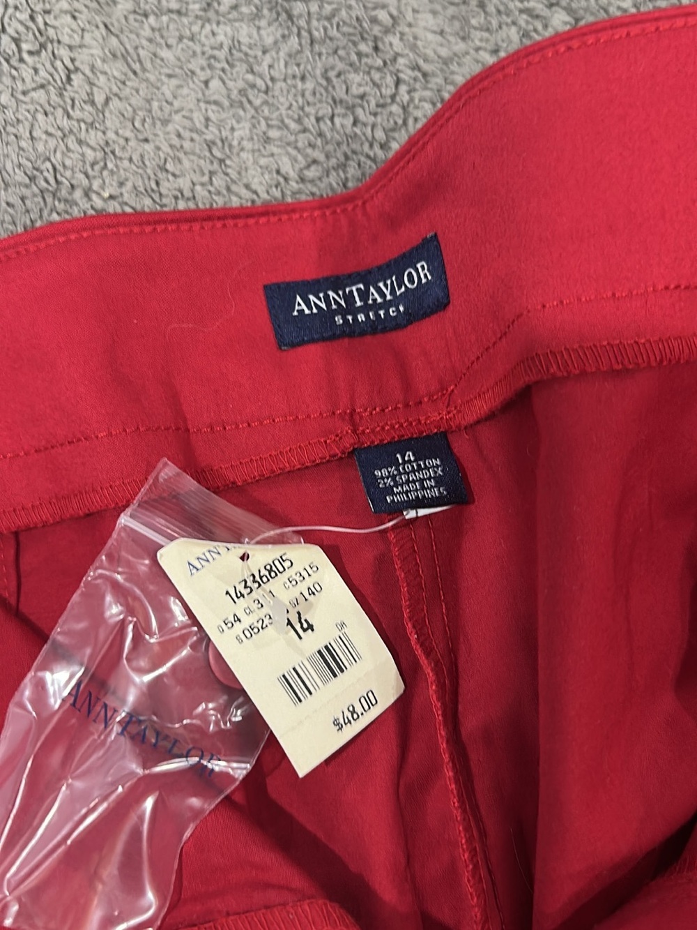 Ann Taylor Red Stretch Cotton Blend Men's Chinos